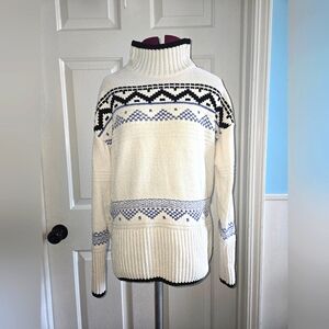 Christian Siriano White & Blue Turtleneck Sweater